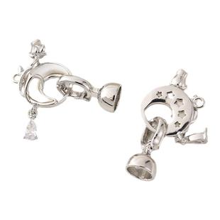 高保18K包金微镶锆石天然白贝母月亮珍珠扣手工diy手链项链收尾扣