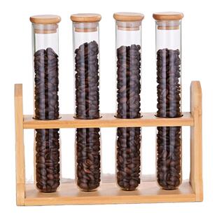 玻璃试管展示架咖啡奶茶店咖啡豆花茶叶展示存储罐带盖样板房摆件