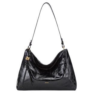 【王鸥同款】红谷行迹hobo包包油蜡牛皮单肩腋下包真皮斜挎包女包