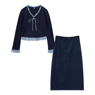 IEF/爱依服【微胖】套装女2025秋季新款法式温柔风大码上衣中长裙