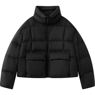 播商场同款黑色宽松短款龟背羽绒服女25秋冬新款面包服BDS4RD3585