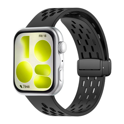 适用华为FIT5表带fit4pro磁吸watchfit3硅胶腕带HUAWEI智能手表擎云H3540高级运动透气男时尚女表链通用配件