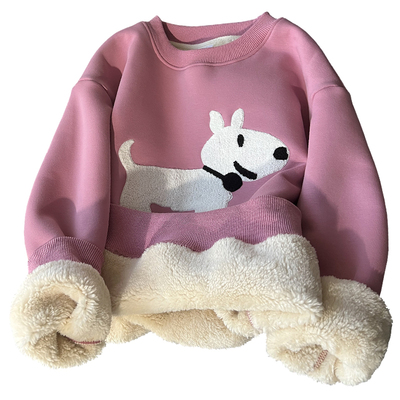 怕冷买它/超厚仿羊羔绒卫衣女