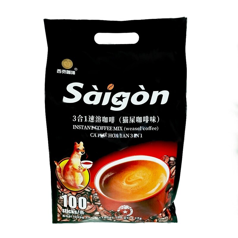 西贡咖啡 猫屎咖啡味1700克/袋 越南进口三合一速溶咖啡17g*100条