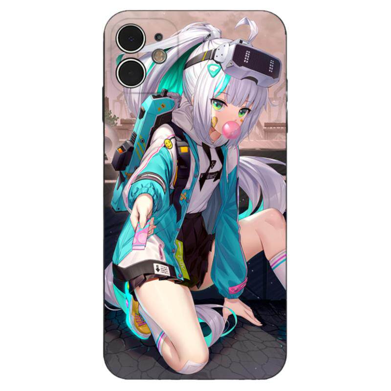 二次元少女埃菲尔小众手机壳适用iPhone16小米13/12/14苹果15ProMax液态硅胶Plus华为安卓玻璃全包保护壳