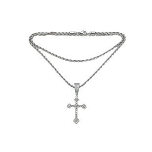 Micro celtic cross necklace实心小十字架锆石项链嘻哈吊坠配饰