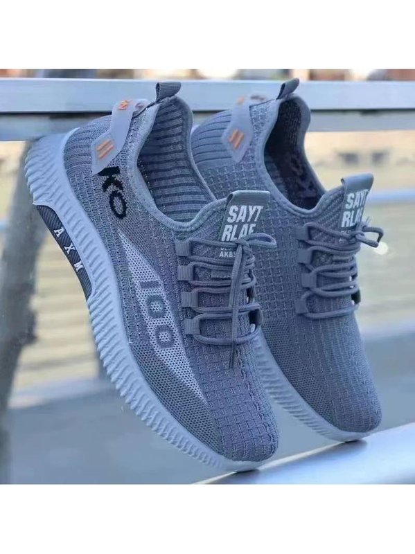 春夏新款男款一脚蹬网面飞织休闲运动鞋男士百搭透气软底懒人跑鞋