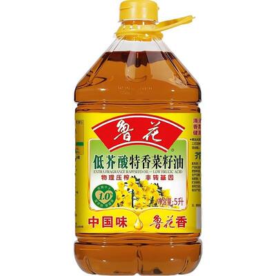 香飘九州鲁花低芥酸菜籽油食用油特香5L压榨非转基因家用纯正榨菜