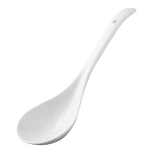 家用大号汤勺纯白盛汤勺粥勺稀饭勺子调羹长柄勺酒店大白勺金边勺