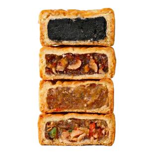 城上村五仁黑芝麻红枣黄桃果肉月饼中秋月饼油纸中秋节翻毛月饼