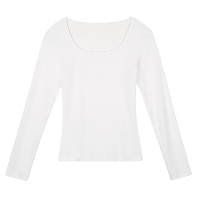 回力白色内搭打底衫女U领长袖t恤