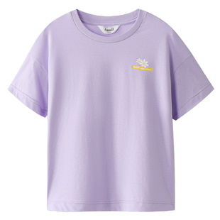 安奈儿童装男女童亲子系列圆领短袖T恤2025夏款纯棉宽松吸湿运动