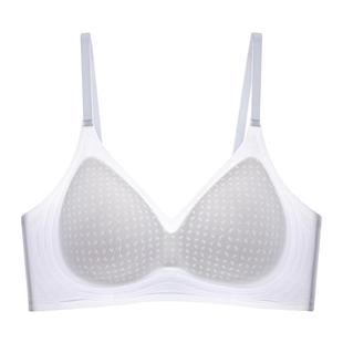 浪莎内衣女冰丝透气无痕聚拢洞洞杯文胸新款无钢圈胸罩运动美背KU