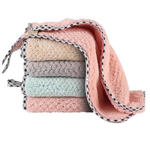 菠萝格抹布厨房清洁洗碗布不掉毛吸水小方巾可挂式珊瑚绒擦手巾