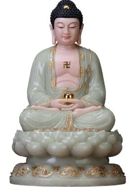 汉白玉释迦牟尼佛像供奉客厅摆件