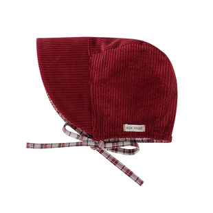 婴儿帽子秋冬双面格子全棉灯芯绒大檐防晒保暖儿童男女宝宝遮阳帽