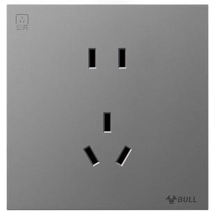 公牛超薄开关插座蝶翼五孔面板16a空调86型墙壁暗装家用墨云灰G57