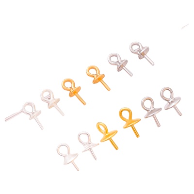 纯银珍珠吊坠空托编绳扣头耳饰