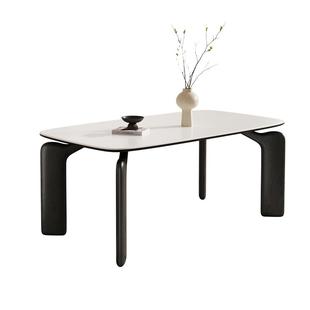 政府补贴帕沙曼全托岩板餐桌复古风可变圆桌大象腿长方形吃饭桌子