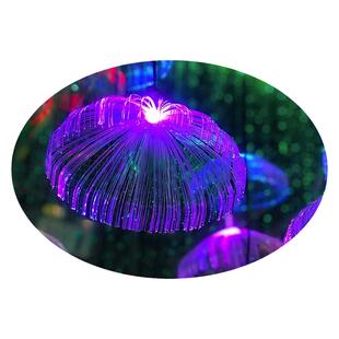 网红七彩变色光纤水母灯户外防水氛围灯串太阳能遥控彩灯装饰吊灯