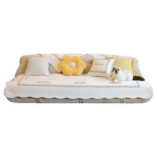 现代简约全棉四季沙发垫新款防滑刺绣布艺高级夏季坐垫靠背盖罩巾