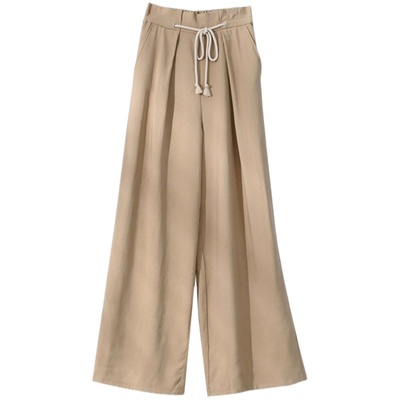 75857 特 薄款 女士垂感阔腿长裤 高腰直筒裤 宽松显瘦 夏款女装