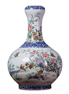 钟家窑景德镇陶瓷花瓶蒜头瓶瓷器