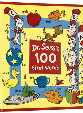 英文原版 苏斯博士100个入门启蒙单词 Dr. Seuss's First 100 Words 认知词典 儿童启蒙英语纸板书 可搭hop on pop,cat in the hat
