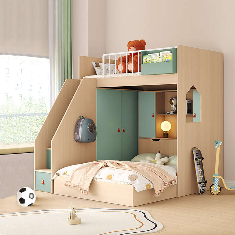 交错式上下床双层床组合床儿童家用高低床子母床上下铺上床下衣柜