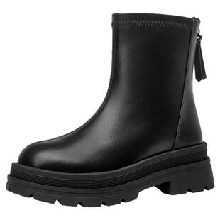 大东官方厚底增高短靴女2026新款冬季加绒保暖瘦瘦靴英伦风马丁靴