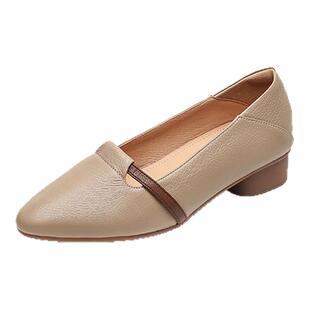 品牌正品软皮一脚蹬平底单鞋女2025夏季新款配裙子法式尖头小皮鞋