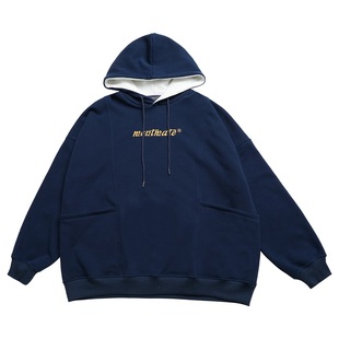 蒙马特先生 韩国冬季oversize风 男女情侣连帽衫宽松加绒卫衣外套