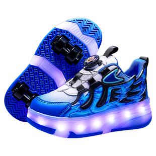 暴走鞋男童四轮秋季2026新款儿童发光运动滑轮鞋男孩溜冰鞋带轮子