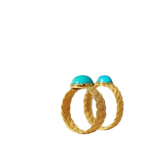 【瓷松石】睡美人仿绿松石戒指镀18K金镶嵌麻花丝女小众高级感