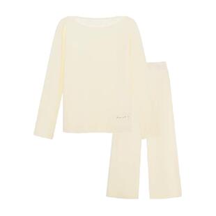 【刘雯同款】ubras家居服云棉翻领情侣男女士睡衣套长袖本命红色