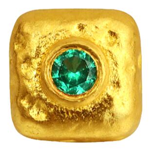 老克勒古法黄金方糖隔珠转运珠足金手链手串串珠金珠散珠配饰女