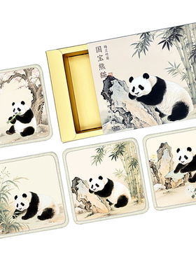 熊猫丝绸杯垫中国风礼物送老外