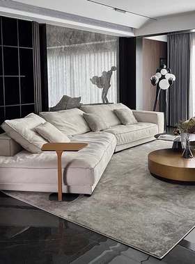 塔尔曼别墅磨砂布艺意式极简头层牛皮Budapest布达佩斯大异形沙发