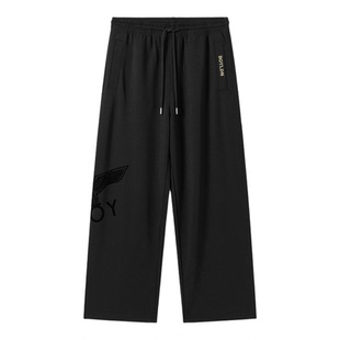 BOYLONDON黑色休闲针织直筒男女款百搭长裤2026年春季新款N15000