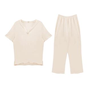 博尼bonny莫代尔棉短袖睡衣女春夏款休闲家居服套装宽松可外穿