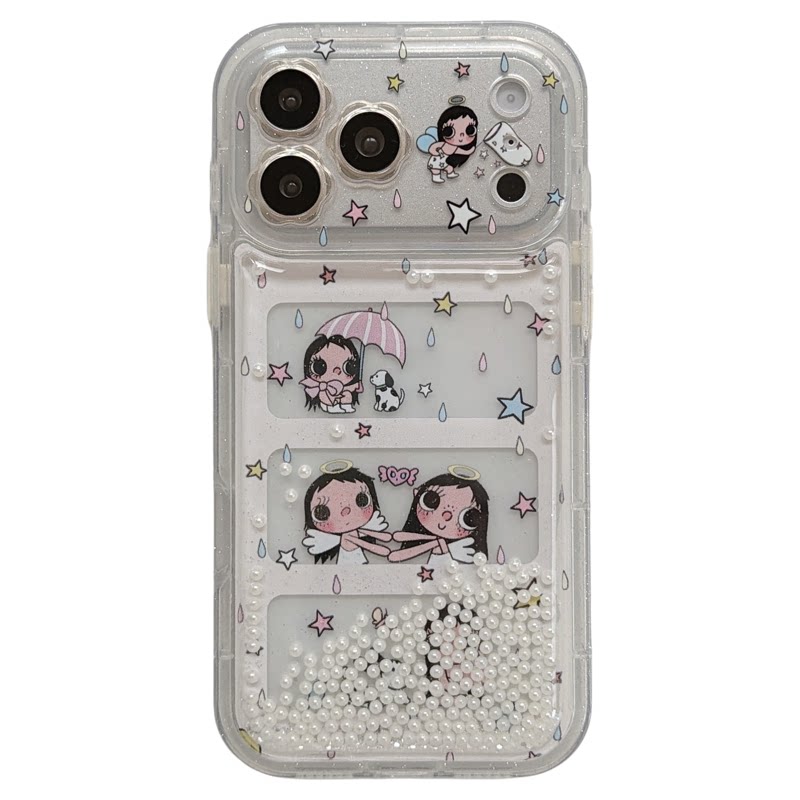 jze日韩ins可爱星星天使小玉流沙适用苹果17ProMax手机壳iphone16pro新款17女款15pro超好看14全包防摔手机套
