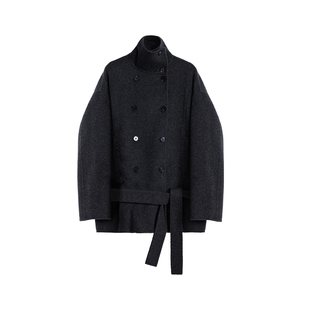 PLANITES vol.10 高品质羊毛桑蚕丝混纺 系带短款双面呢大衣外套