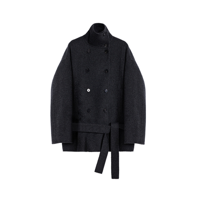 PLANITES羊毛短款手工双面尼大衣