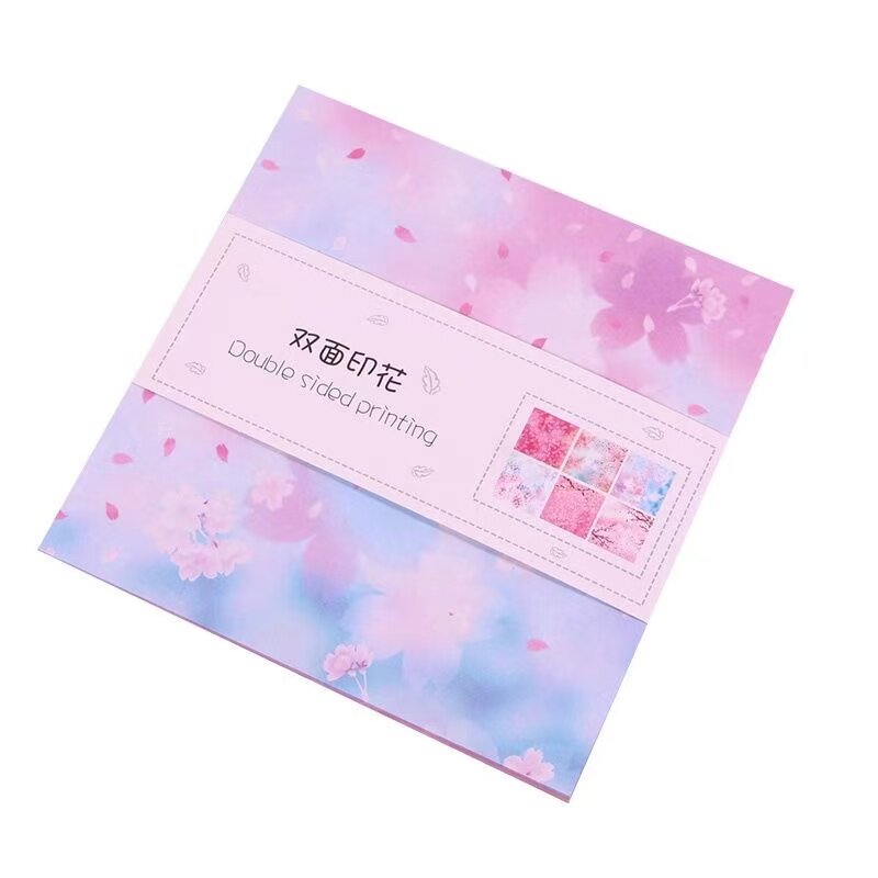 10/15厘米正方形樱花粉色双面印花手工纸折纸叠千纸鹤纸彩色纸