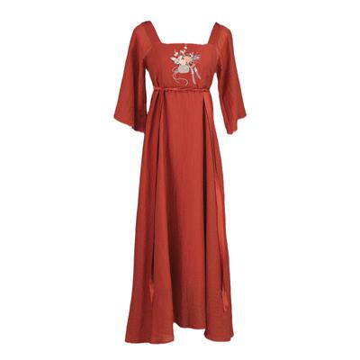 新中式A涤纶精致绣花宽松袖子