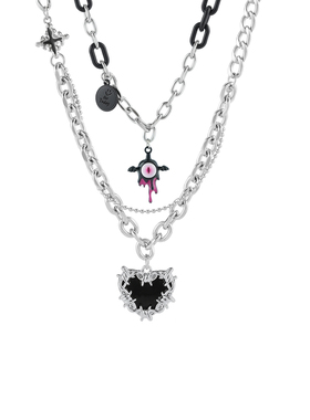 小恶魔荆棘爱心Y2K暗黑个性项链