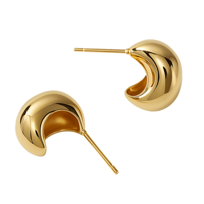 阿吉豆小金豆耳钉轻奢金色耳扣