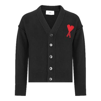 Ami Paris 秋冬男女同款红爱心羊毛毛衣开衫 银泰百货 300217