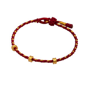 足金999小克重黄金转运珠红绳手绳叠戴手链女生毕业生日新年礼物