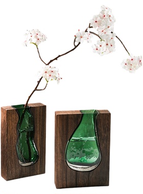 新中式玻璃花瓶摆件家居饰品